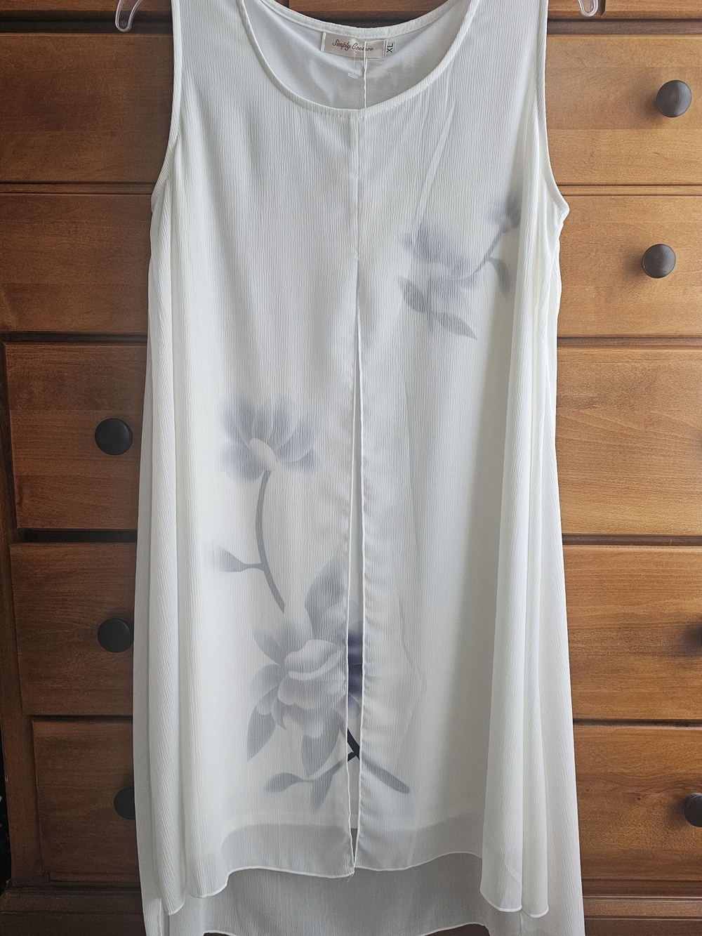 Simply Couture Ivory High-Low Layered Dress with Soft Gray Floral